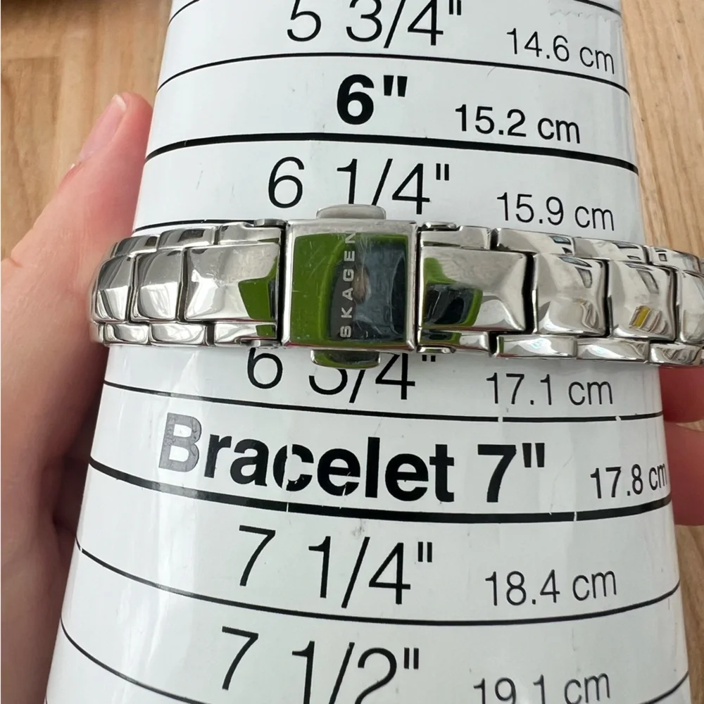Skagen Denmark steel ladies silver tone dress bracelet watch NEW BATTERY